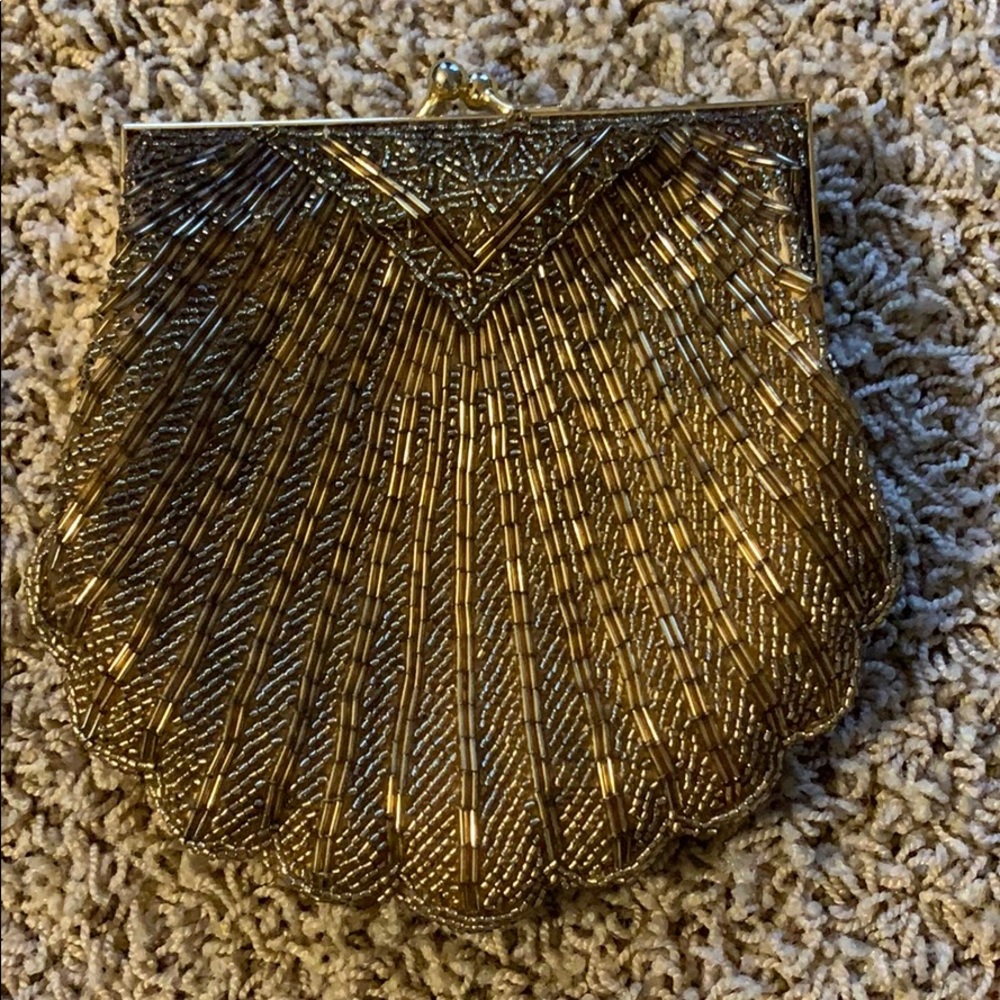 Gold beaded shell purse